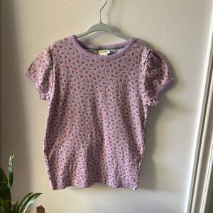 Mini Boden Floral Print Scallop Trim Cotton Top. 9-10
